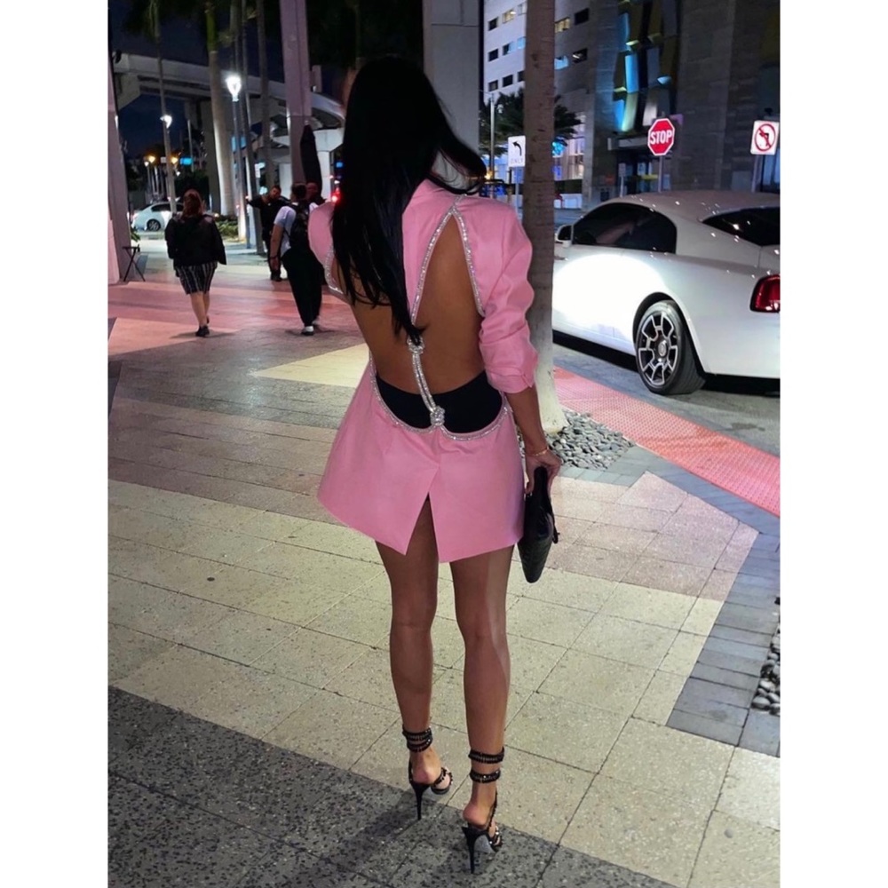 Embellished Cut-Out Blazer Dress